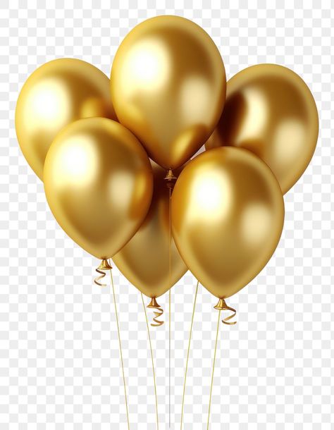 Golden Balloons Png, Ballon Birthday Aesthetic, Gold Balloons Png, Balloon Graphic Design, Ballon Images, Png Balloons, Birthday Balloons Png, Birthday Elements, Printable Topper