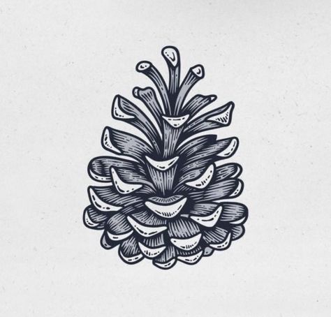 Outdoor Hand Tattoo, Pinecone Line Drawing, Simple Pinecone Drawing, Pine Cones Drawing, Draw Pinecone, Christmas Pen Drawing, Pinecone Drawing, Pine Cone Illustration, Pine Drawing