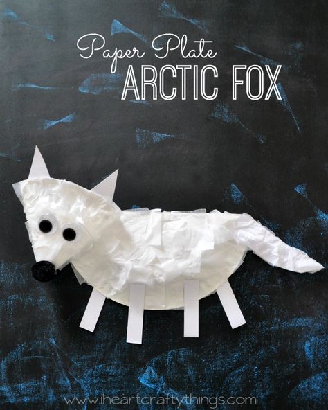 Paper Plate Arctic Fox Craft for Kids | Great Winter Preschool Craft, especially if you are learning about Arctic Animals. From iheartcraftythings.com Arctic Fox Craft, Fox Craft, Arctic Animals Crafts, Winter Animal Crafts, Winter Crafts Preschool, Fox Crafts, Polar Animals, Winter Activities For Kids, Blue Crafts