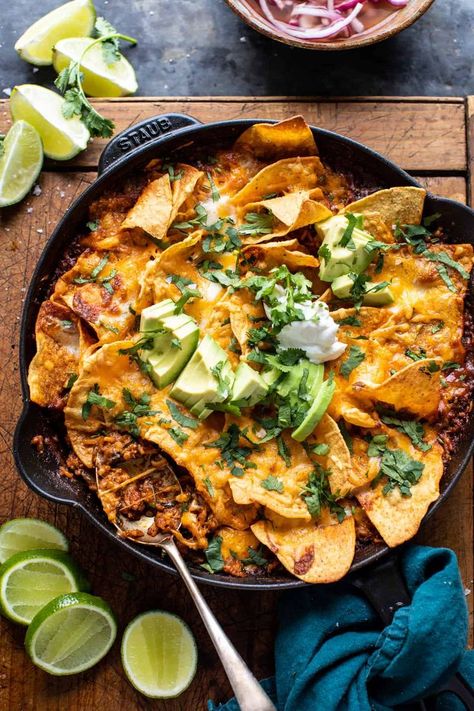 Half Baked Harvest Chicken, Enchilada Rice Bake, Chicken Enchilada Rice, Chicken Tortilla Bake, Enchilada Rice, Saucy Chicken, Tortilla Bake, Half Baked Harvest Recipes, Rice Bake