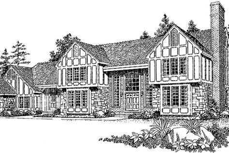 Tudor Style House Plan - 4 Beds 3 Baths 4496 Sq/Ft Plan #72-793 - Blueprints.com English Manor House Plans, Tudor Home Floor Plans, Tudor Style Homes Floor Plans, Tudor House Floor Plans, English Manor Floor Plan, 8 Bedroom Floor Plans, Tudor Home Plans, House Plans With Butlers Pantry, Tudor Cottage House Plans