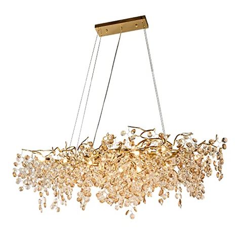 Light Fixtures For High Ceilings, Large Light Fixtures, Branch Lighting, Kitchen Island Hanging Lights, Kitchen Island Hanging, High Ceiling Living Room, Chandelier Kitchen, Gold Branches, Chandelier For Dining Room