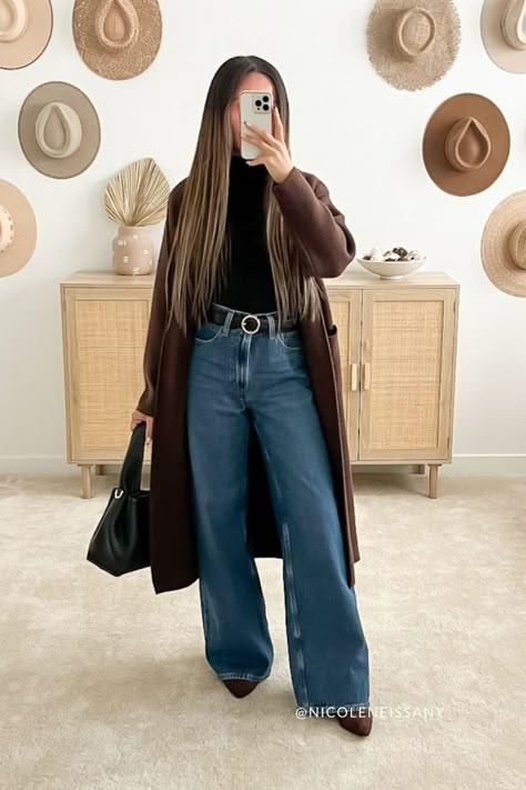 fall winter outfit, winter date night outfit, casual outfits women Winter Date Night Outfit Classy, Casual Winter Date Night Outfit, Coatigan Outfit, Wide Leg Jean Outfits, Women's Winter Outfit, Date Night Fits, Casual Chic Winter, Winter Date Night Outfit, Lady Wardrobe