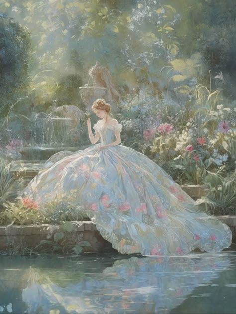 Victorian Paintings Aesthetic, Ethereal Aesthetic Art, Fairytale Painting, Painting Ethereal, Istoria Artei, Rennaissance Art, Romantic Fantasy, Fairytale Art, Rococo Style