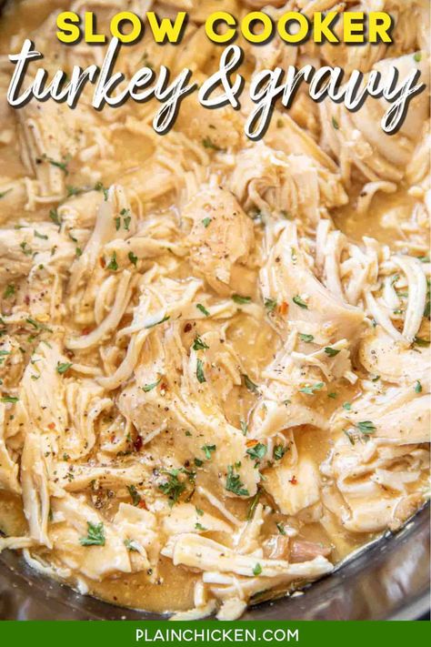 Crockpot Turkey Tenderloin, Turkey Tenderloins, Pulled Turkey, Turkey And Gravy, Turkey Tenderloin Recipes, Turkey Gravy Easy, Hot Turkey Sandwiches, Turkey Breast Crockpot, Turkey Crockpot Recipes