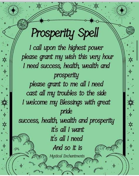 Prosperity Spell Chant, Abundance Chant, Witchcraft Incantation, Prosperity Chant, Money Spells Magic, Third Eye Awakening, Spells That Actually Work, Manifestation Spells, Witchcraft Spells For Beginners