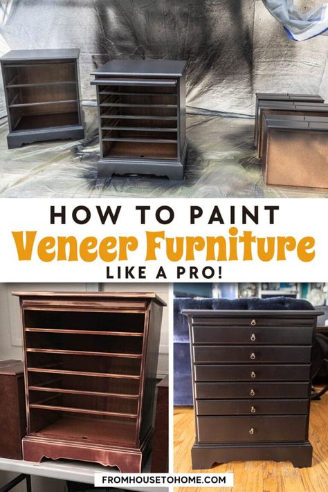 Paint Veneer Furniture, Painting Veneer Furniture, Painting Veneer, Veneer Furniture, Diy Furniture Painting, Diy Furniture Makeover Ideas, Easy Diy Furniture, How To Spray Paint, Diy Furniture Ideas Easy