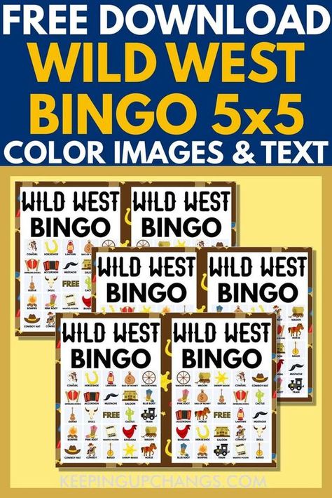 Wild West Bingo Printable Free, Cowboy Bingo Printable Free, Western Bingo Printable Free, Horse Bingo Printable Free, Cowboy Party Activities, Wild West Games For Kids, Wild West Camp Theme, Wild West Party Games, Wild West Activities For Kids