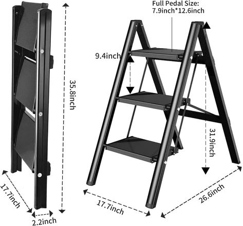 Kitchen Step Ladder, Foldable Step Stool, 3 Step Ladder, Folding Ladder, Step Ladders, Steps Design, Kitchen Interior Design Modern, Ladder Shelf, Step Ladder