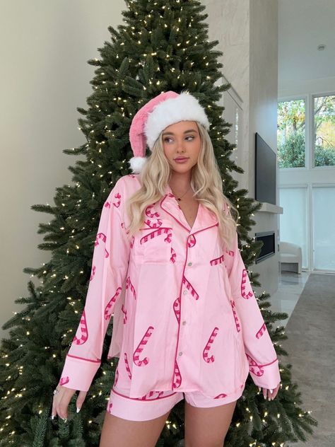 Pjs Women, Candy Cane Forest, Pink Candy Cane, Cute Christmas Pajamas, Cozy Pjs, Winter Party Outfit, Christmas Pj, Womens Pjs, Cute Pajama Sets