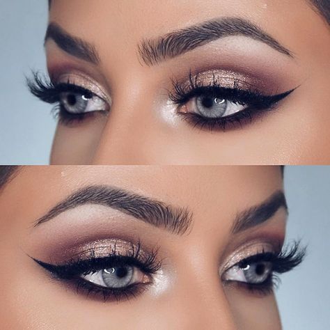 Stunning Eye Shadow Looks For Gorgeous Grey Eyes ★ Dramatic Eye Makeup For Blue Eyes, Grey Smokey Eye Makeup, Smokey Eye For Blue Eyes, Nude Eye Makeup, Grey Smokey Eye, Grey Eye Makeup, Mascara Hacks, Make Up Designs, Natural Eye Makeup Tutorial