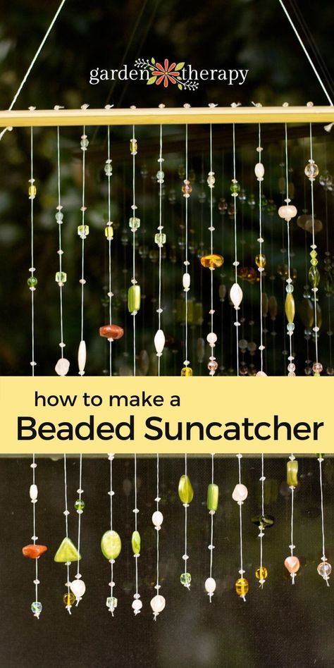 Suncatchers Diy, Crystal Suncatchers Diy, Beaded Suncatcher, Wind Chimes Homemade, Suncatcher Diy, Diy Suncatchers, Beaded Diy, Wind Chimes Craft, Diy Wind Chimes