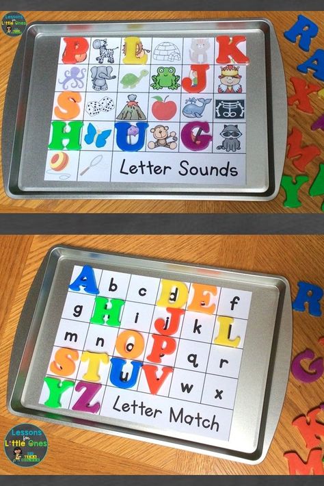 Letter Provocations Kindergarten, Letter Sounds And Recognition Activities, Letter Recognition And Sounds Activities, Practicing Letter Sounds, Fun Games To Learn Letters, Letter Sounds Activities Preschool, Magnetic Alphabet Letters Activities, Practicing Letter Sounds Activities, Letter Id Activities