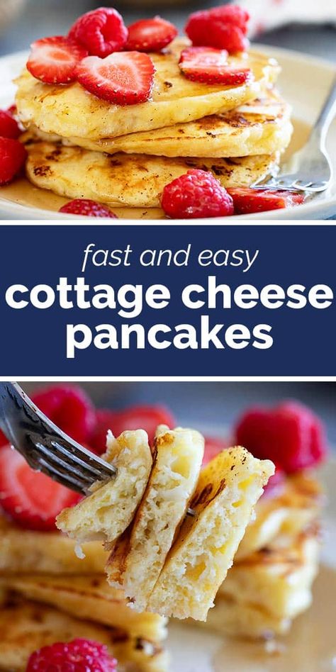 Crispy on the outside and creamy on the inside, these Cottage Cheese Pancakes are known as French toast pancakes in our house. This is a delicious way to change up your pancake mornings! Regular Pancake Recipe, Cottage Cheese Protein Pancakes, Cottage Cheese Pancakes Recipe, 2025 Recipes, Cottage Cheese Recipe, Cottage Cheese Recipes Healthy, French Toast Pancakes, Lemon Ricotta Pancakes, Pancake Calories