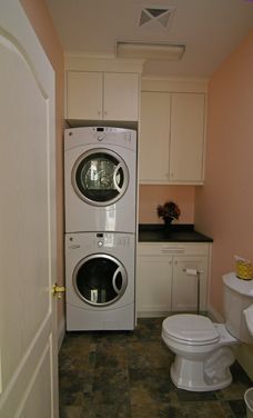 Laundry/ bathroom Combo- wonder if we have room to stack washer & dryer | Save Water & Money with Every Flush!™ | https://ToiletSaver.com  | A simple, ingenious, inexpensive product that reduces the amount of water (and money) that toilets waste every time they are flushed. | Less than $4 per toilet! | Installs in seconds and does not affect the flush! Laundry Bathroom Combo, Bathroom With Laundry, Small Half Baths, Small Half Bath, Small Laundry Room Organization, Basement Laundry Room, Basement Laundry, Bathroom Laundry Room, Laundry Room Bathroom