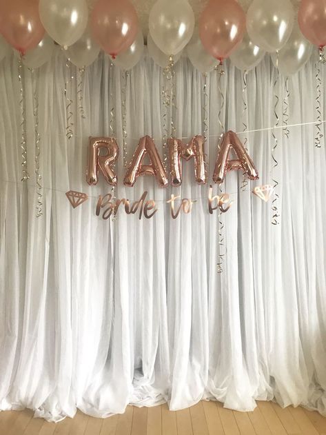 #bachelore party asthetic background Bridal Photo Backdrop, Bach Backdrops, Hen Do Backdrop, Bridle Shower Ideas Decorations, Bachelorette Photo Backdrop, Rose Gold Bridal Party, Bride To Be Decoration Ideas, Bachelorette Backdrop, Simple Bridal Shower Decorations