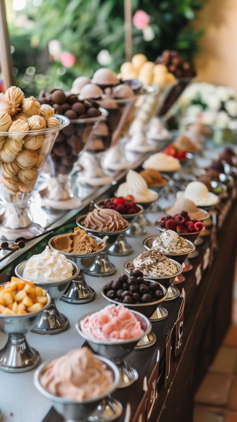 Italian-Themed Bridal Shower Ideas - Remodr Gelato Wedding Bar, Gelato At Wedding, Wedding Gelato Bar, Serving Fruit Ideas Parties, Ice Cream Bar Aesthetic, Italian Wedding Catering, Diy Gelato, Italian Wedding Foods, Gelato Aesthetic