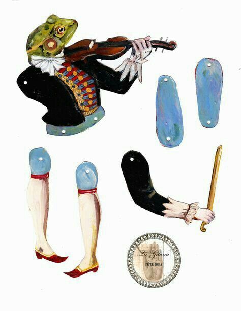 Frog Song, Images Victoriennes, Articulated Paper Dolls, Paper Puppets, Paper Doll Template, Paper Dolls Printable, Paper Animals, 캐릭터 드로잉, Vintage Paper Dolls