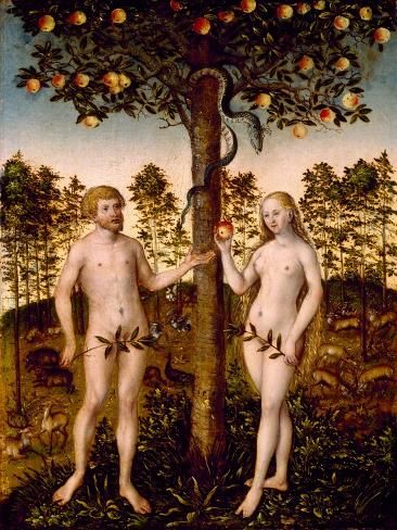 size: 12x9in Giclee Print: The Fall of Man, 1549 (Oil on Panel) by Lucas the Younger Cranach : Adam Eve Art, Museum Scavenger Hunt, Adam And Eve Art, 16th Century Paintings, The Fall Of Man, Fall Of Man, Eve Art, Lucas Cranach, The Falling Man