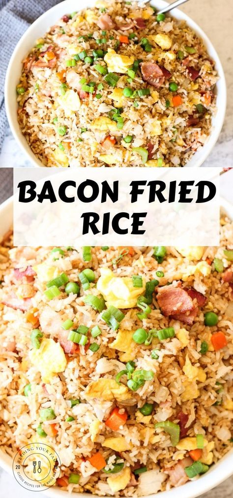 Keto Fried Rice, Bacon Fried Rice Recipe, Bacon Fried Rice, Pork Fried Rice Recipe, Bacon Rice, Chicken Fried Rice Recipe Easy, Bacon Dishes, Fried Rice Recipe Easy, Rice Side Dish Recipes