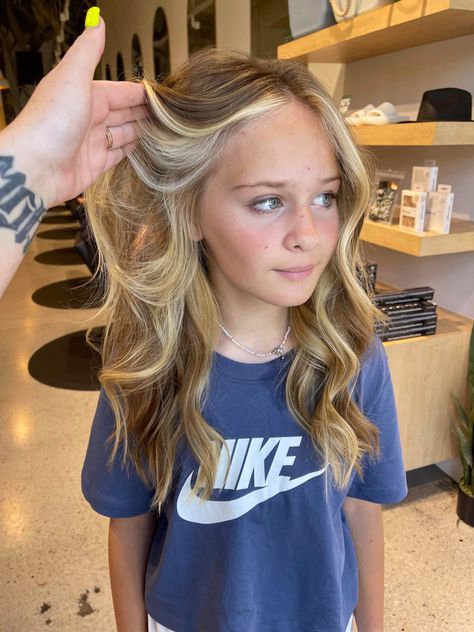 Cute Hair Cuts For Kids Girl, Kids Hair Cuts For Girls Long Layers, Cute Highlights For Blonde Hair, Cute Haircuts For 11-12, Kids Layers Haircut, Teen Girl Layered Haircuts, Hair Cuts Girls Kids, Teenager Highlights Hair, Hair Cuts For 6 Year Girl