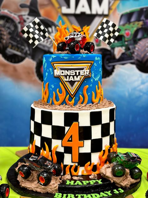 3d Monster Truck Cake, Monster Truck Cakesicles, Hotwheels Monster Truck Birthday Cake, Monster Truck Theme Cake, Hot Wheels Monster Truck Cake, Monster Truck Smash Cake, Pastel Monster Truck, Monster Jam Cookies, Monster Truck Cakes For Boys