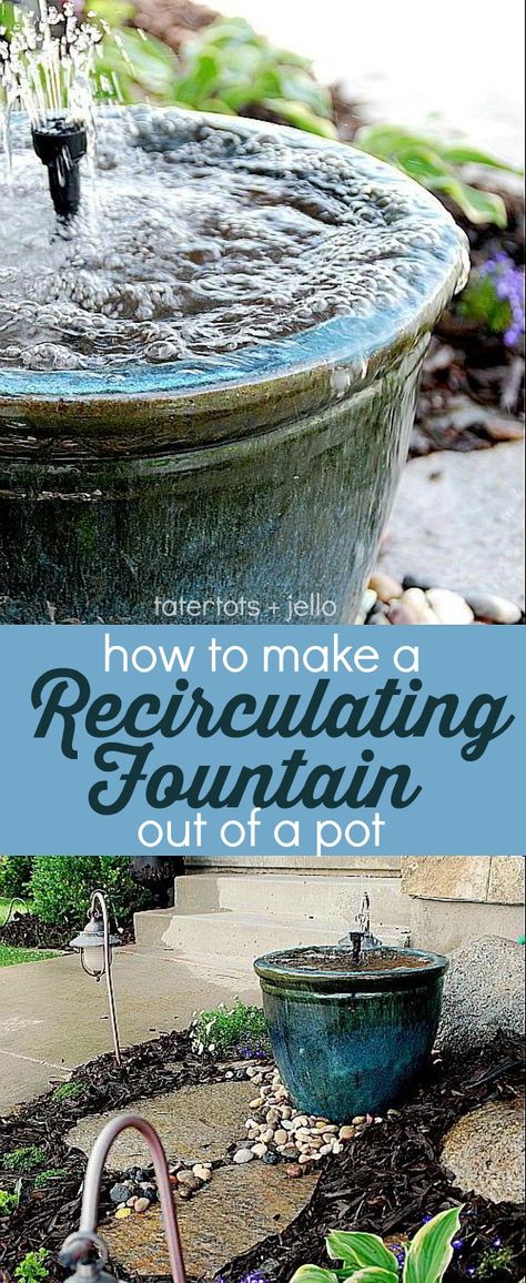 Make a DIY Recirculating Fountain for your yard out of a pot! Diy Water Feature, Taman Air, Rock Designs, Diy Water Fountain, Diy Garden Fountains, Fountains Backyard, Diy Fountain, Backyard Water Feature, Water Fountains Outdoor