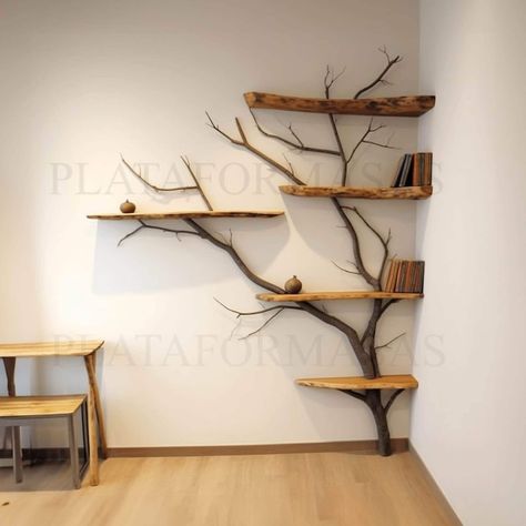 PLEASE DO NOT COPY OUR PICTURES IN ANY FORM, IF YOU BUY AT OTHER STORE, THERE ARE ANY PROBLEMS WE ARE NOT RESPONSIBLE With a rich 15-year history, we specialize in crafting distinctive, rustic, and live-edge pieces. Drawing on our wealth of experience, we are well-equipped to meet your unique requirements. Our tree branch shelves are meticulously handcrafted by seasoned artisans, showcasing a blend of skill and precision. Constructed from solid wood and natural branches, each piece reflects the Tree Inside Wall, Wall Tree Bookshelf, Style Shelves Bedroom, Driftwood Bedroom Furniture, Wood Decoration Wall, Rustic Corner Shelves, Natural Tree Decor, Live Wood Shelves, Nature Living Room Decor