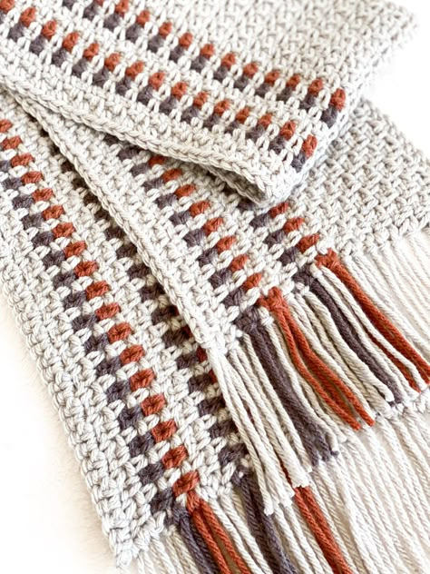 Crochet Scarf Stitches, Crochet Linen Stitch, Linen Stitch Scarf, Crochet Scarf Easy, Crochet Scarf Patterns, Gloves Crochet, Crafts Sewing Projects, Linen Stitch, Crochet Wearables