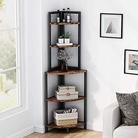 VASAGLE 5 Tier Corner Shelf, Storage Shelf Unit Multipurpose, Bookshelf, Plant Stand, for Living Room Bathroom Kitchen Bedroom Office, Easy to Assemble, Industrial, Rustic Brown and Black LLS805B01 : Amazon.co.uk: Home & Kitchen Shelf Decor Living Room, Corner Shelf, Corner Shelves, Open Shelf, Shelf Decor, Decor Living Room, Decor Living, Interior Inspiration, Bookshelves