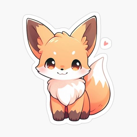 Cute Kawaii Little Fox Smiling by CozyKawaiiArt | Redbubble Kawaii Fox Art, Chibi Fox Drawing, Kawaii Fox Drawing, Cute Fox Stickers, Cute Fox Drawing Kawaii, Cute Fox Drawings, Fox Cute Drawing, Cute Kawaii Animals Drawing, Fox Cartoon Drawing