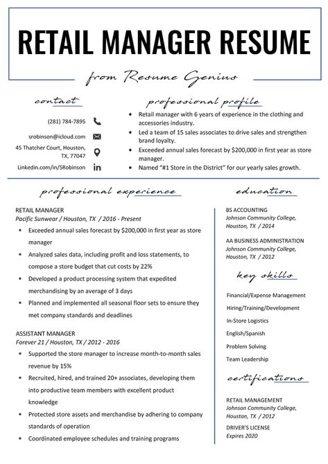 Retail Resume Examples, Retail Resume, Retail Manager, Retail Management, Resume Objective Examples, Job Description Template, Resume Ideas, Sale Template, Resume Summary