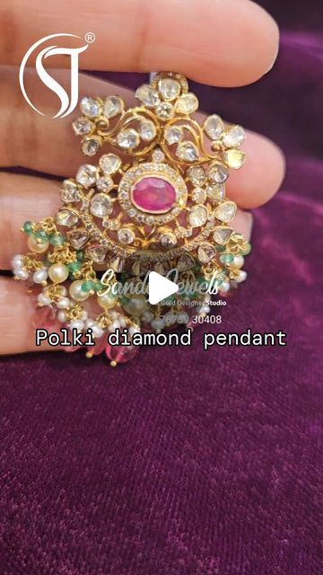 Sandy jewels on Instagram: "Polki diamond pendant from Sandy Jewels @sandygoldstudio 

Whats app 7675930408

#jewellery #gold#goldjewellery #custom #customised #liteweight #designerjewellery #designer #trendy #classic #italian #creative #gemjewellery #elegant #trendyjewelry #studio#dailywear#party #mangalsutra#stunning #affordable #blackbeads #vijayawada" Polki Pendant, Pendant Designs, Stone Jewellery, Jewellery Gold, Whats App, Classic Italian, Trendy Jewelry, Black Beads, Stone Jewelry