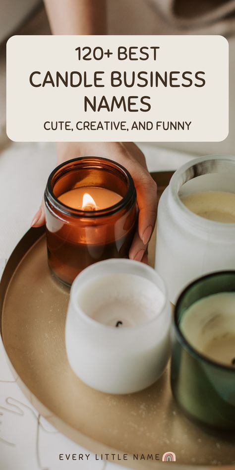 Four candles on a tray. Diy Candle Business, Candle Photography Ideas, Store Names Ideas, Candle Making For Beginners, Candle Making Recipes, Best Candle, Shop Name Ideas, Candle Logo, Names Cute