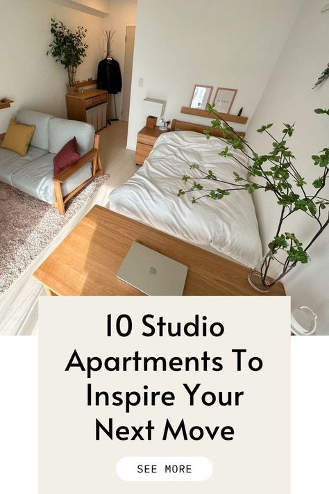 Small Apartment Living Room Layout, Apartment Living Room Layout, Living Room And Bedroom Combo, Tiny Apartment Decorating, Minimalist Studio Apartment, Small Room Interior, Small Studio Apartment Decorating, Tiny Studio Apartments, Studio Layout