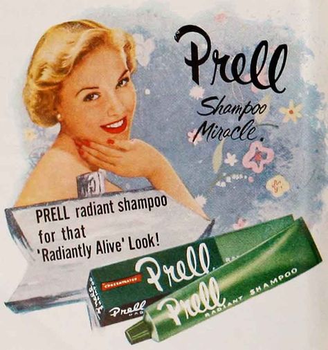 Prell Shampoo, 1950s Makeup, Vintage Makeup Ads, Vintage Beauty Ads, Makeup Ads, Beauty Ads, Retro Makeup, Retro Beauty, Beauty Ad