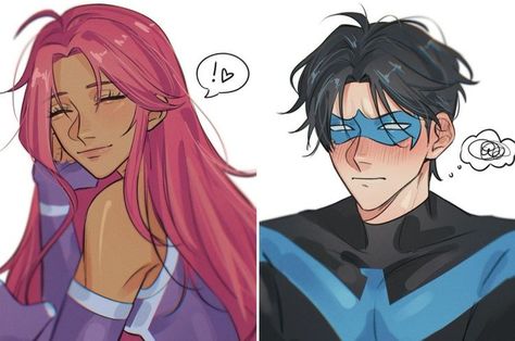 Robin X Starfire, Nightwing Robin, Jhin League Of Legends, Kagami Kuroko, Robin Starfire, Raven Beast Boy, Nightwing And Starfire, Original Teen Titans, Teen Titans Fanart