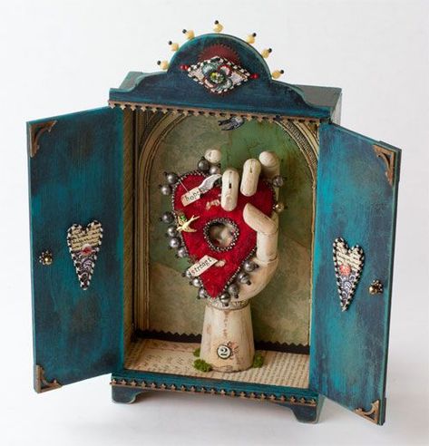 Shrines Box, Shrines Art, Sacred Hearts, Shadow Box Art, Found Object Art, Tin Art, Assemblage Art, Mexican Art, Mexican Folk Art