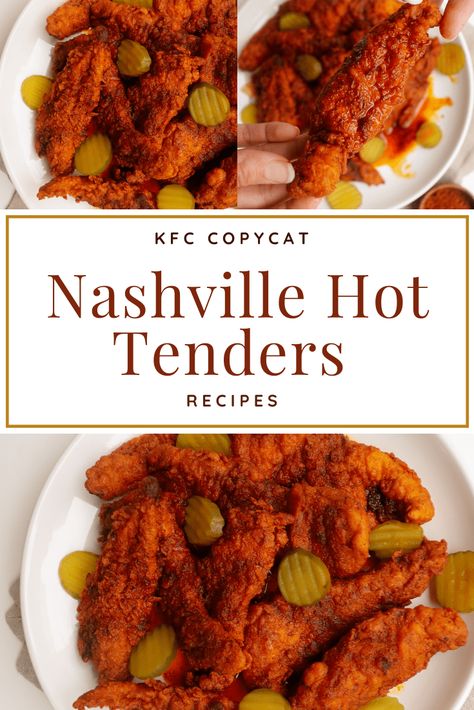 Kfc Nashville Hot Chicken Tenders, Nashville Hot Chicken Tenders, Nashville Fried Chicken, Hot Chicken Tenders, Nashville Hot Chicken Recipe, Spicy Chicken Tenders, Homemade Sweet Chili Sauce, Hot Chicken Recipe, Chicken Strip Recipes