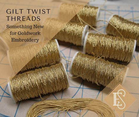 Gilt Twist Goldwork threads hand embroiderey Jari Work Embroidery, Sewn Flowers, Gold Thread Embroidery, Goldwork Embroidery, Gold Work Embroidery, Couture Sewing Techniques, Embroidery Threads, Pola Sulam, Christian Symbols