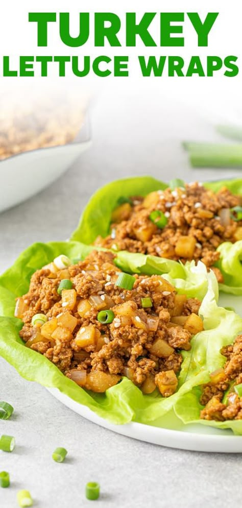 Turkey Lettuce Wraps Healthy, Ground Turkey Lettuce Wraps, Bib Lettuce, Asian Turkey Lettuce Wraps, Easy Lettuce Wraps, Lettuce Wraps Healthy, Pf Chang, Lettuce Wraps Recipe, Chicken Lettuce Wraps Recipe