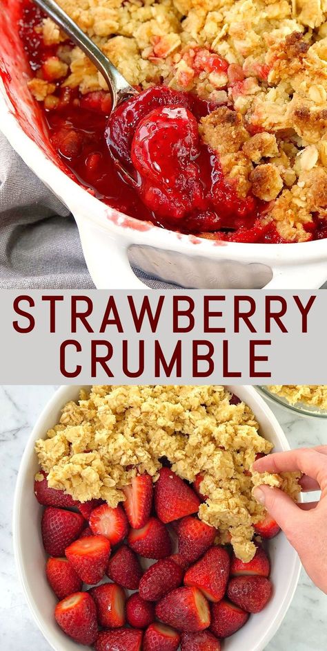 Easy Strawberry Crumble, Strawberry Crumble Recipe, Strawberry Recipes Easy, Easy Strawberry Desserts, Strawberry Crumble, Fresh Strawberry Recipes, Strawberry Dessert Recipes, Roasted Strawberries, Strawberry Dessert