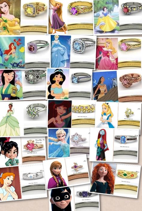 Disney princess rings Disney Princess Rings, Disney Kızları, Princess Rings, Disney Rings, Tema Disney, Princess Ring, Princesa Disney, Disney Life, Unique Engagement Ring