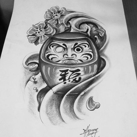 Tattoo Daruma, Daruma Tattoo, Daruma Doll Tattoo, Koi Tattoo Sleeve, Hannya Mask Tattoo, Koi Tattoo Design, Samurai Tattoo Design, Skull Sleeve Tattoos, Doll Tattoo