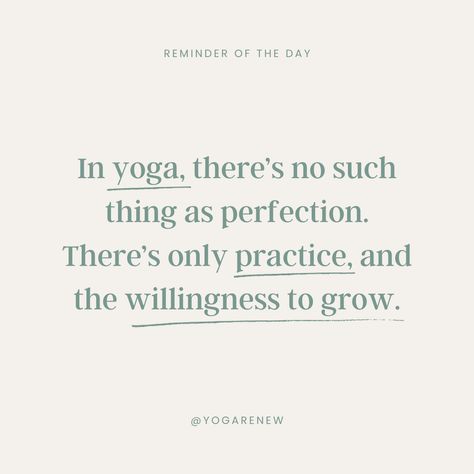 Yoga reminds us: perfection's a myth. It's all about practice and the courage to evolve. 🌿🧘‍♀️⁠ ⁠ #yogarenew #yogarenewteachertraining #asana #yogateacher #practicenotperfection #yogadaily #yogaeverydamnday #yogaeveryday #yogaeverywhere #yogainspiration #yogalife #yogalove #yogisofinstagram #mindandbody #wellnesstips Yoga Phrases Quotes, Yoga Phrases, Yoga Words, Become A Yoga Instructor, Yoga Teaching, Yoga Themes, Yoga Anatomy, Online Yoga Classes, Yoga Philosophy