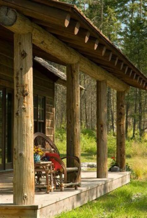 ♡ Cabin Porches, Cabin Porch, French Country Rustic, Rustic Cabins, Interiors Photography, Rustic Porch, Rustic French Country, Cabin Living, Log Cabin Homes