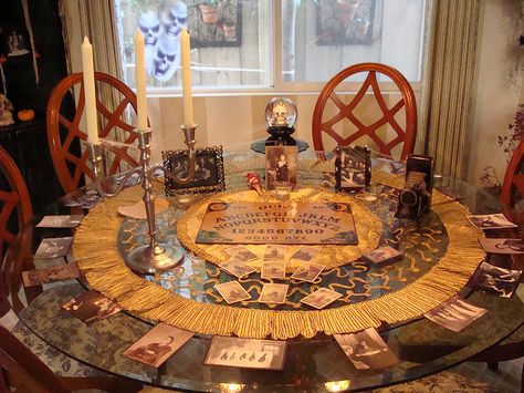 The Seance Table | Flickr Seance Party, Seance Table, Seance Room, Supernatural Party, Sacred Space Altar, Blithe Spirit, Halloween Ball, Ouija Board, Witch Decor