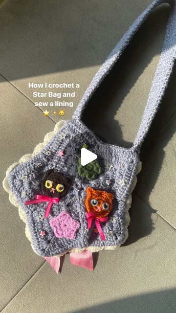 9.7K views · 2.4K likes | Lin  ₊˚⊹♡ 🇲🇾 on Instagram: "Here's a quick guide on how I crochet my star bags and sew a fabric lining inside ⭐️🫶🏻  I'm a sewing noob but this is how I usually sew my linings and it works so 🤪 i'll make a more detailed youtube tutorial eventually when I make another star bag ⭐️ I already designed it so I'm quite excited to make it soon! 👀💕  Hope you all enjoy this mini guide and good luck making your own star bags! ✨  #crochet #crochetaddict #crochetersofinstagram #crocheted #crochettutorial #crochetstarbag #crochetbag #starbag #crochety2kbag #y2kaesthetic #smallbusiness" Fabric Lining Crochet, Crochet Lining Bag, Lining A Crochet Bag, How To Sew A Lining Into A Crochet Bag, Crochet Bag Lining Tutorials, Crochet Bag With Lining, Star Bag Crochet Pattern Free, Star Sewing Pattern, Crochet Star Bag Pattern Free