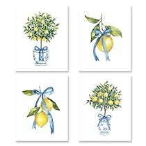 Blue And Lemon Decor, Blue And White Lemon Decor, Lemons And Blue Decor, Poster Prints Blue, Kitchen Wall Art Diy, French Art Prints, Apartment Artwork, Lemon Table Decor, Decorating Dorm