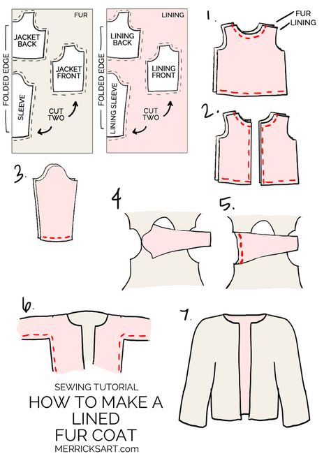 how to make a fur coat How To Make A Jacket Pattern, Faux Fur Coat Pattern, Fur Coat Pattern Sewing, How To Make Jacket, How To Make A Coat, Diy Fur Coat, Sewing A Jacket, How To Sew A Coat, Sew Ideas Clothes